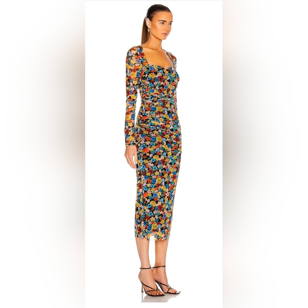 Ganni Multicolor Floral Long Sleeve Mesh Dress-MINT CONDITION